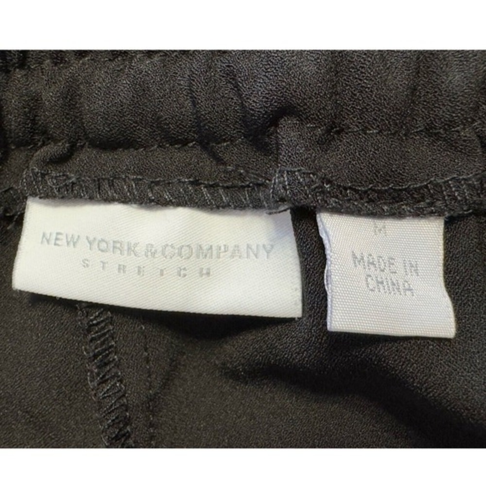 New York & Co Black Stretch Jogger Pants Elastic Waist Zip Pocket M Preppy 74-14 - Picture 3 of 13